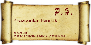 Prazsenka Henrik névjegykártya